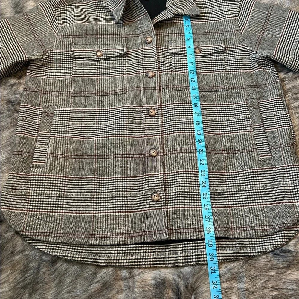 Madewell Cohancy Plaid Bonded Flannel Shirt-Jacket Gray Size Large